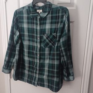 True Craft Green Plaid Button Down Flannel Sz 1X